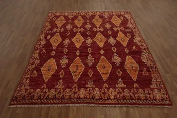 Rich Moroccan Area Rug 7x10 Ethnic Style Decor with Diamond Shapes