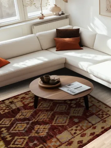 Warm and Inviting Berber Moroccan Area Rug 6x8 with Geometric Shapes