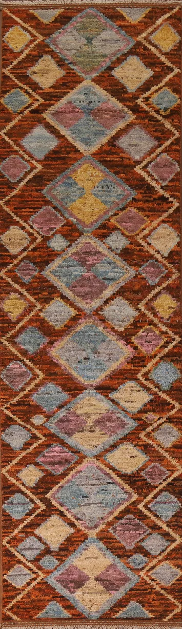 Geometric Moroccan Runner Rug 3x13