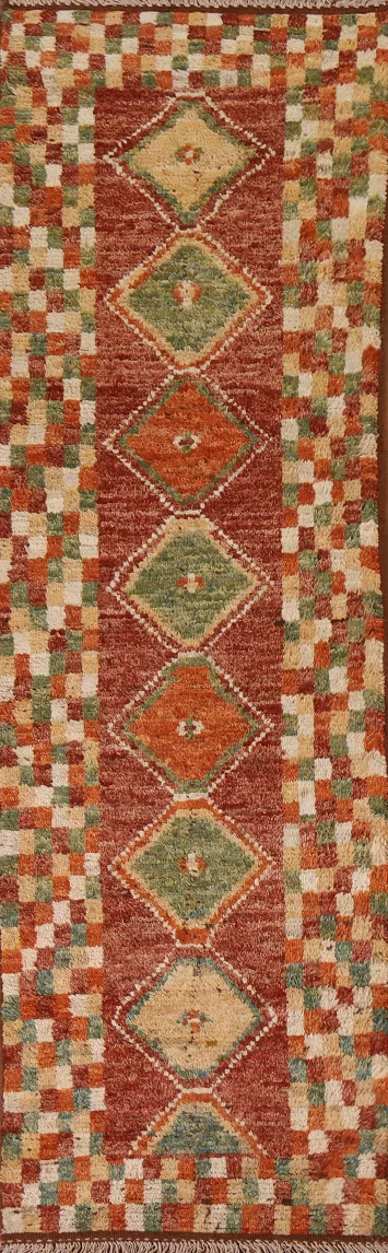 Checkered Moroccan Runner Rug 3x10