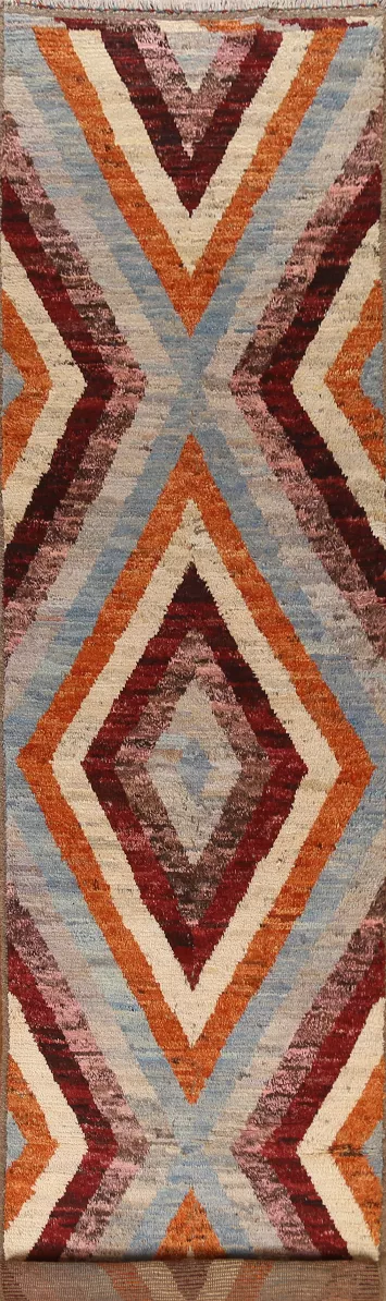 Hand-Knotted Moroccan Runner Rug 3x13