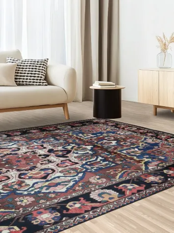 Vintage Bakhtiari Persian Rug with Rich Floral and Geometric Patterns 7x10