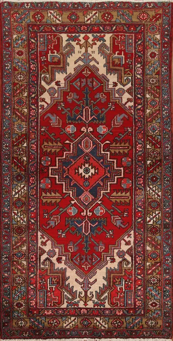 Geometric Heriz Persian Area Rug 4x7