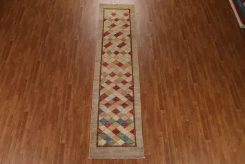 Geometric Gabbeh Kashkoli Runner Rug 3x11