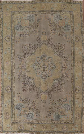 Distressed Over-Dyed Tabriz Persian Area Rug 7x10