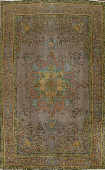 Distressed Over-Dyed Tabriz Persian Area Rug 7x10