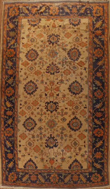 Pre-1900 Antique Vegetable Dye Oushak Large Rug 10x14