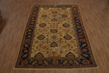 Pre-1900 Antique Vegetable Dye Oushak Large Rug 10x14