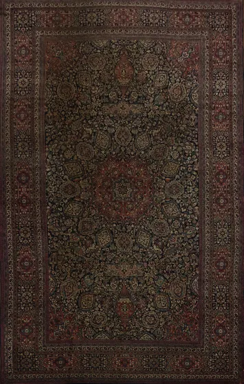 Pre-1900 Antique Mashad Persian Palace Rug 12x19