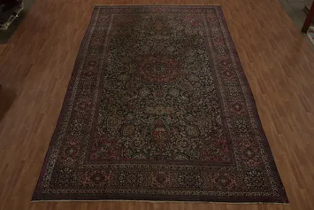 Pre-1900 Antique Mashad Persian Palace Rug 12x19