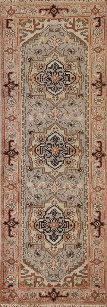 Geometric Heriz Serapi Wool Runner Rug 3x8