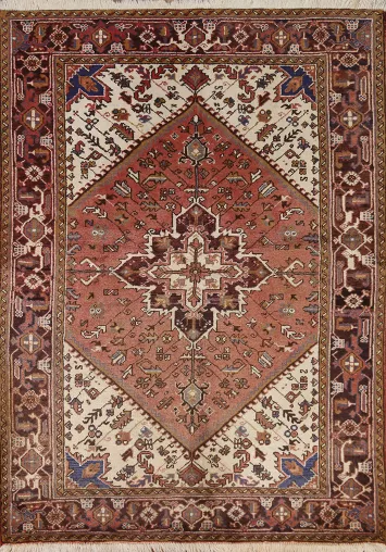 Geometric Heriz Persian Area Rug 5x6