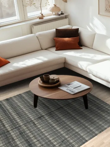 Timeless Grid Design Gabbeh Area Rug 6x8 Enhancing Any Interior Style