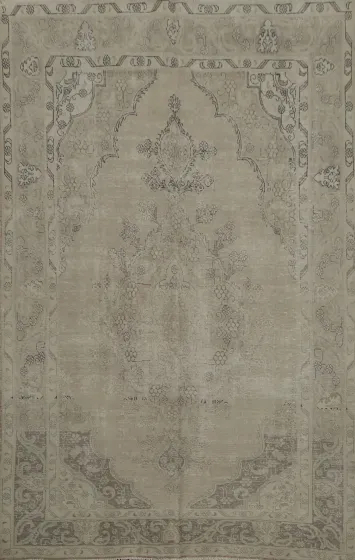 Distressed Muted Tabriz Persian Area Rug 7x10