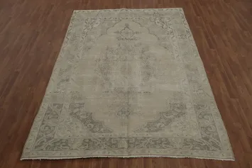 Distressed Muted Tabriz Persian Area Rug 7x10