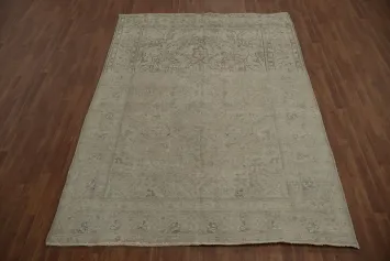 Neutral Vintage Tabriz Persian Area Rug 7x9 for Classic Home Décor