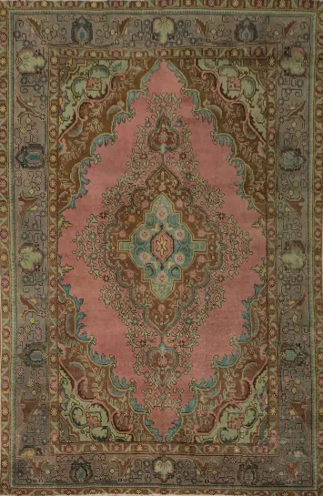 Handcrafted Tabriz Persian Area Rug 6x10 with Rich Color Border Details