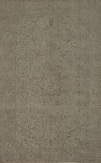 Relaxing Neutral Toned Vintage Tabriz Distressed Area Rug 7x10