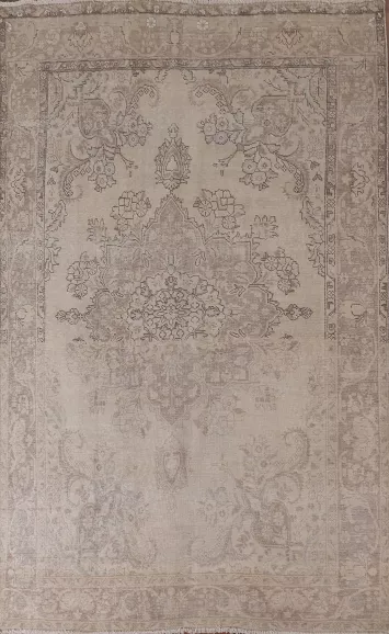 Distressed Wool Tabriz Persian Area Rug 6x10