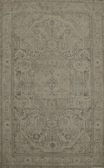 Neutral Muted Tones in a Vintage Tabriz Persian Area Rug 7x10