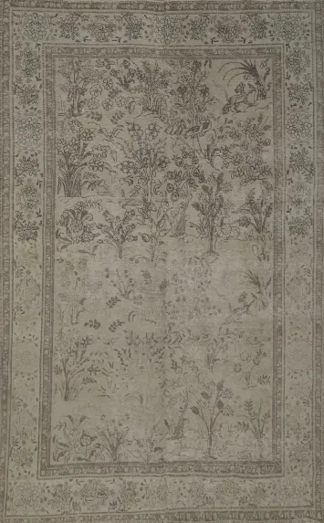 Vintage Tabriz Persian Area Rug 7x10 with Intricate Botanical Patterns