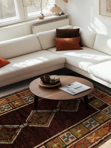 Authentic Moroccan Area Rug 7x10 with Rich Geometric Patterns and Bold Hues