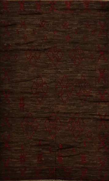 Brown Wool Moroccan Area Rug 7x10