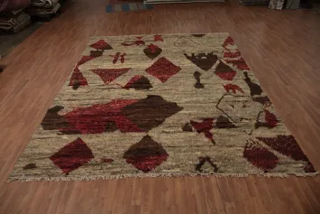 Luxurious Moroccan Large Area Rug 10x14 in Warm Color Palette