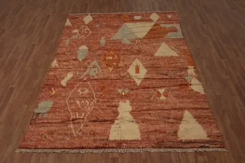 Artistic Decor Moroccan Area Rug 7x9 in Earthy Orange Shades