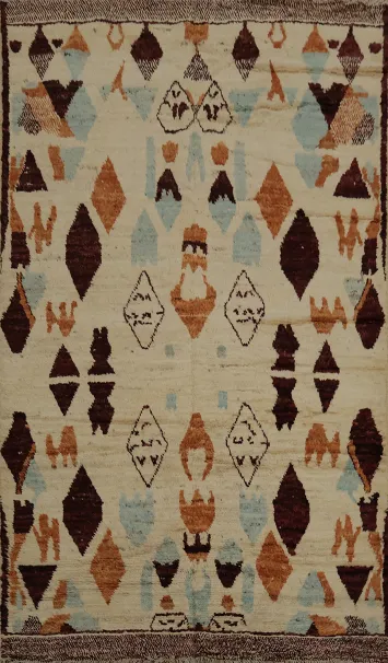 Rustic Moroccan Area Rug 6x9 with Earthy Tones and Tribal Designs