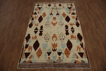 Rustic Moroccan Area Rug 6x9 with Earthy Tones and Tribal Designs
