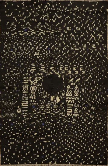 Mystical Night Imagery with Geometric Shapes Moroccan Area Rug 6x8