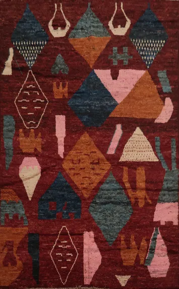Cozy Moroccan Area Rug 7x10 with Unique Geometric Tribal Design