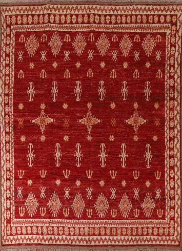 Geometric Moroccan Red Area Rug 8x10