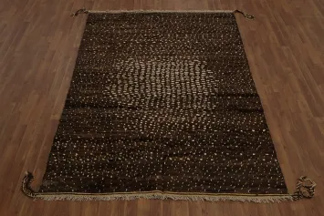 Premium Dark Brown Moroccan Area Rug 6x8 Offers Elegance and Warmth
