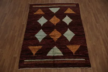 Artistic Moroccan Wool Area Rug 5x7 with Unique Colorful Geometry