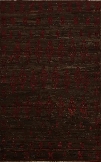 Brown and Red Crafted Moroccan Area Rug 6x8