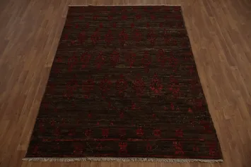 Brown and Red Crafted Moroccan Area Rug 6x8