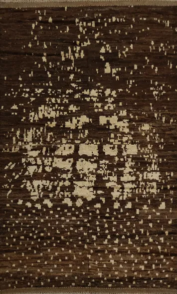 Brown Wool Moroccan Area Rug 6x10