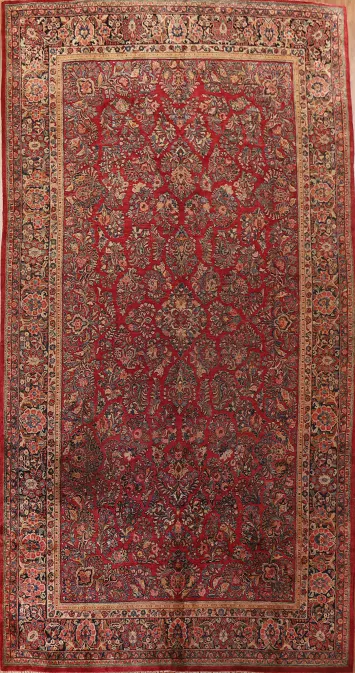 Vegetable Dye Antique Sarouk Persian Large Rug 11x19