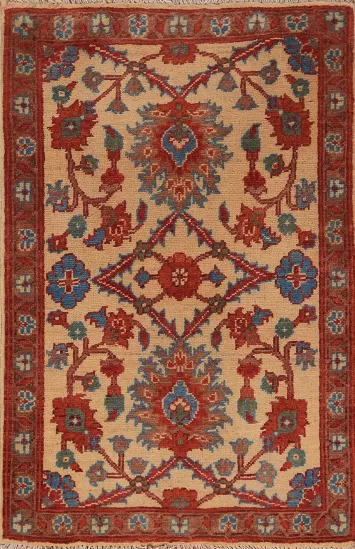 Floral Wool Handmade Kazak Oriental Rug 2x3