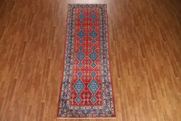 Vegetable Dye Geometric sarouk Runner Rug 4x11