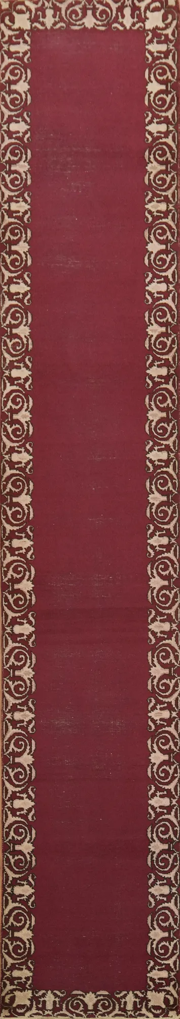 Vintage Bordered Tabriz Runner Rug 3x15