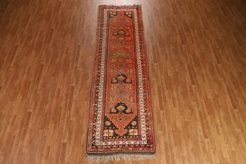 Geometric Oushak Vegetable Dye Runner Rug 3x11