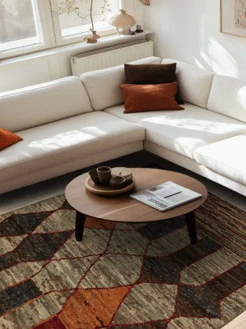 Rustic Elegance Warm Tones Moroccan Oriental Area Rug 7x10