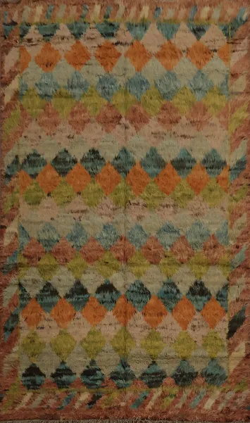 Multi-Color Moroccan Area Rug 7x10 with Eye-Catching Diamonds