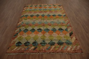 Multi-Color Moroccan Area Rug 7x10 with Eye-Catching Diamonds