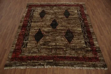 Earth-Toned Berber Moroccan Area Rug 8x10 with Classic Rustic Elements