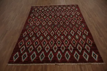 Artfully Designed Diamond Style Moroccan Wool Area Rug 7x10