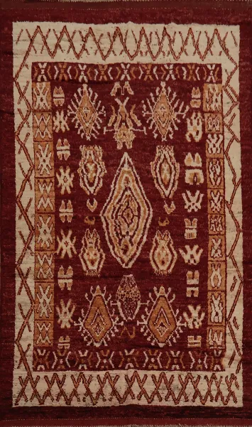 Geometric Red Moroccan Area Rug 7x10